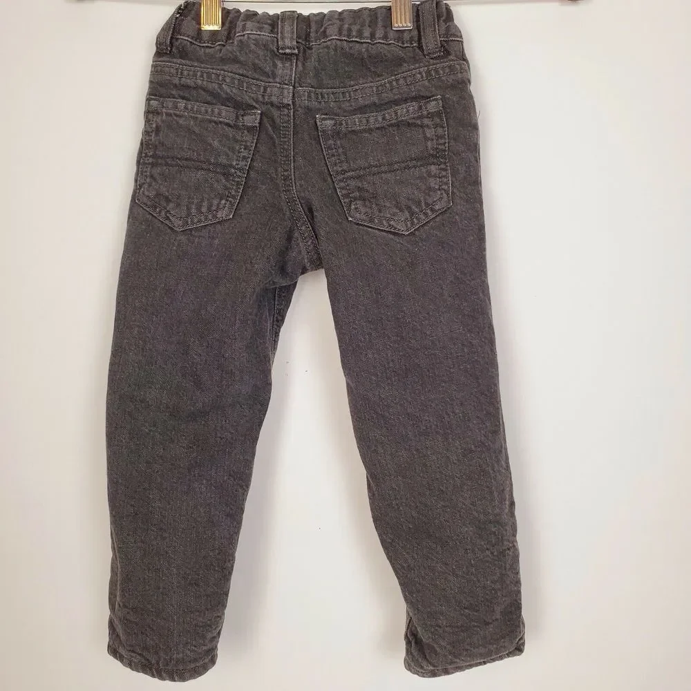 Oshkosh Boys Fleece Lined‎ Black Jeans Size 2T Warm Straight Fit